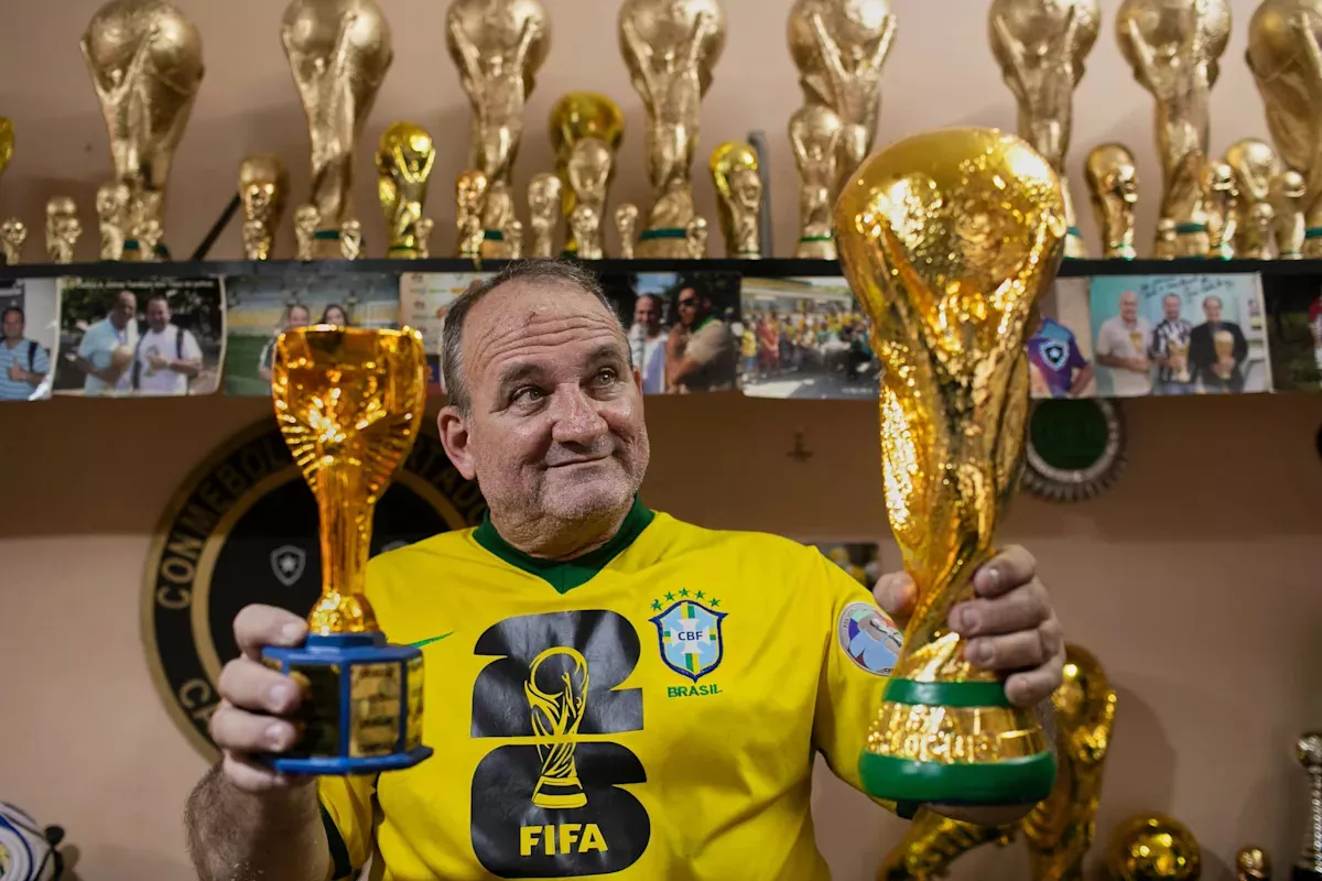 Brazilian artisan crafts replica World Cup trophies to the joy of locals and celebrities alike