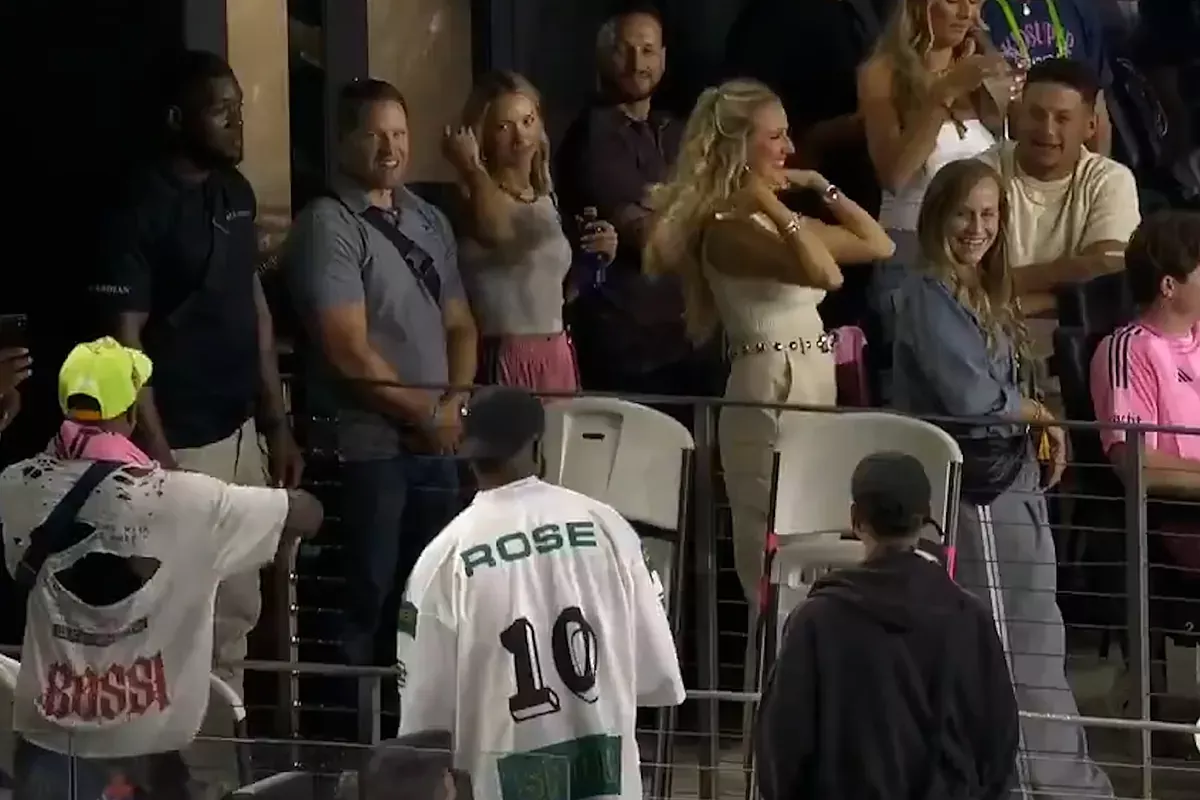 Patrick Mahomes and Odell Beckham Jr share hilarious moment as Brittany's martini steals the spotlight at Messi's match